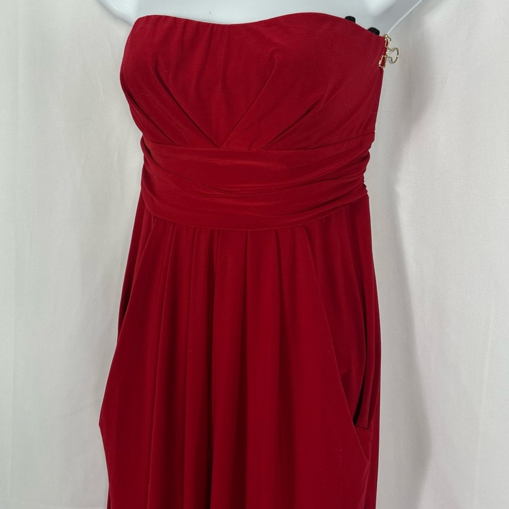 Wishes Wishes Wishes Red knit Strapless Jumpsuit pockets L - Picture 9 of 10